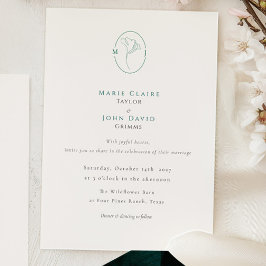 Elegant Botanical Emerald Monogram Wedding Inbjudningar