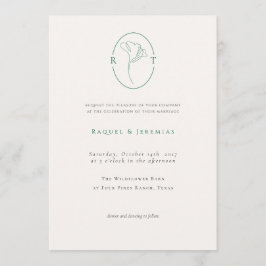 Elegant Botanical Emerald Monogram Wedding Inbjudningar