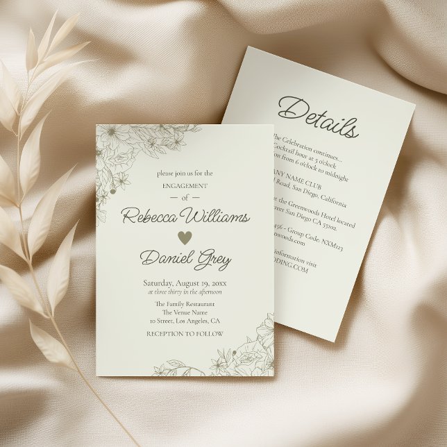 Elegant Botanical Engagement Party Invitation Inbjudningar (Skapare uppladdad)