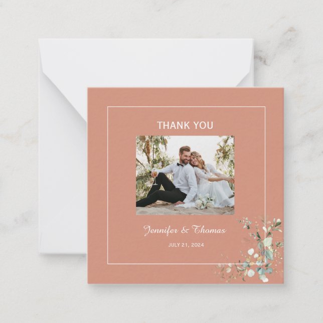 Elegant Botanical Eucalyptus Greenery & Terracotta Anteckningskort (Framsida)