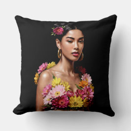 Elegant Botanical Female Oil Painting Aesthetic Kudde