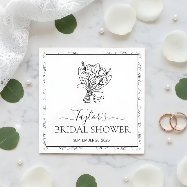 Elegant Botanical Floral Bridal Shower Custom Phot Pappersservett (Skapare uppladdad)