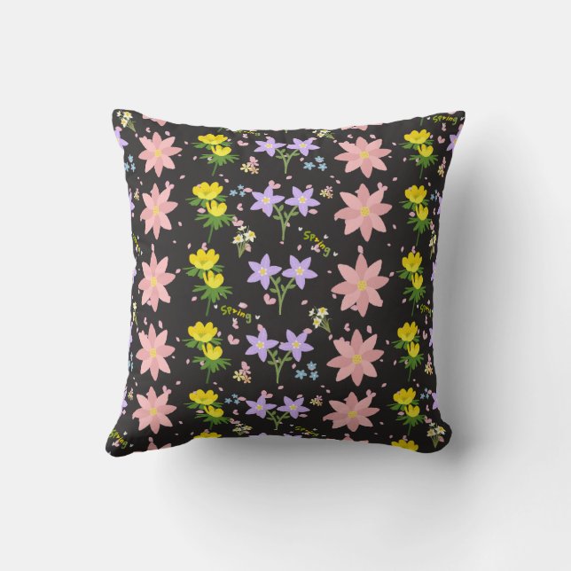 Elegant Botanical Floral Print Cushion for Home de Kudde (Baksida)
