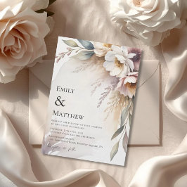 Elegant Botanical Floral Wedding Invitation Inbjudningar