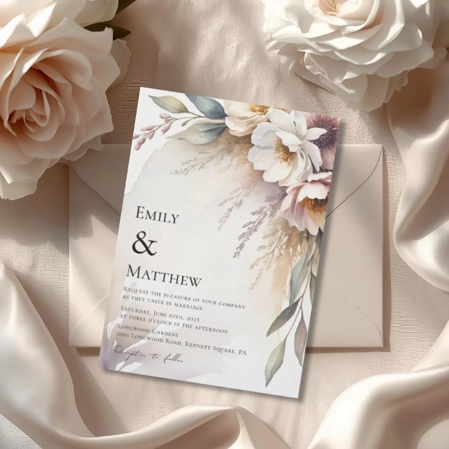Elegant Botanical Floral Wedding Invitation Inbjudningar (Skapare uppladdad)