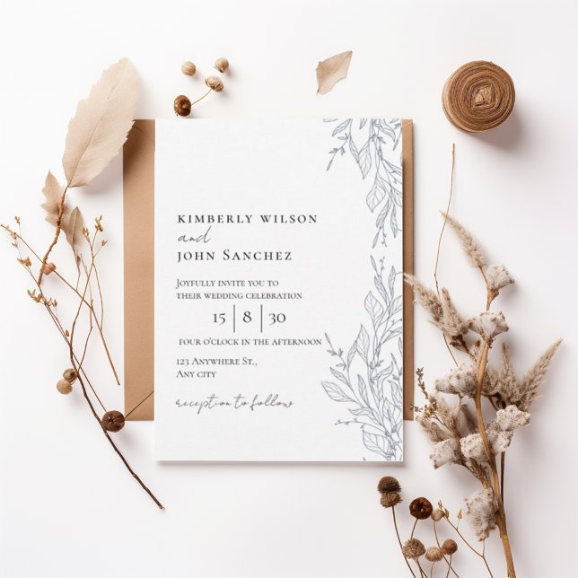 Elegant Botanical Frame Wedding Invitation Inbjudningar (Skapare uppladdad)