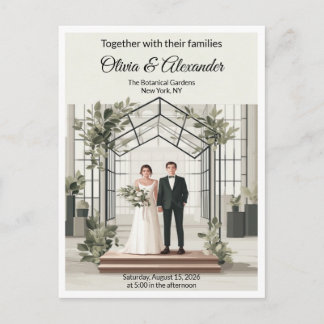 Elegant Botanical Garden Greenhouse Wedding Vykort