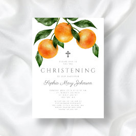 Elegant Botanical Girl Christening Inbjudningar