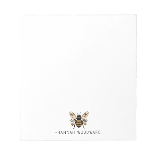 Elegant Botanical Gold Bee Personalized  Anteckningsblock (Framsida)