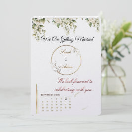  Elegant botanical gold frame save the date card Inbjudningar