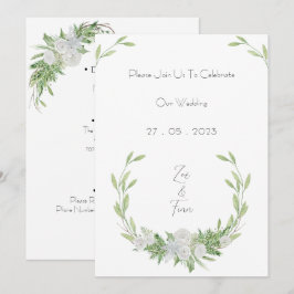 Elegant Botanical Green Leaves Nature Invitation Inbjudningar