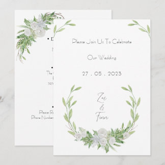 Elegant Botanical Green Leaves Nature Invitation Inbjudningar