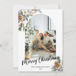 Elegant Botanical Greenery Arch & Photo Jul Julkort