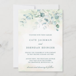 Elegant Botanical Greenery Eucalyptus Bröllop Inbjudningar