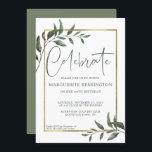Elegant Botanical Greenery Gold Foil 60 Birthday Inbjudningar<br><div class="desc">Elegant Botanical Grey 60:e Födelsedagsfest inbjudan med modern faux guld foil framing och sage grönt grenar kring elegant typografi. Anpassa enkelt detaljerna för en fantastisk inbjudan. Du kan också ändra året!</div>