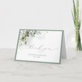 Elegant Botanical Grey Blommigt Photo Bröllop Kort