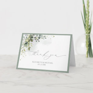 Elegant Botanical Grey Blommigt Photo Bröllop Kort