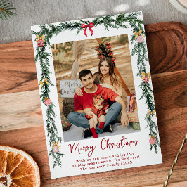 Elegant Botanical Grey God jul 1 Photo Julkort