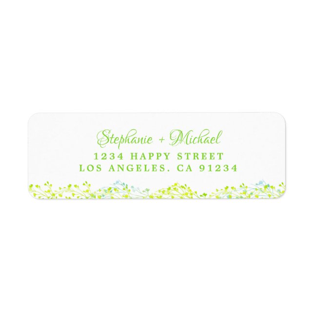 Elegant Botanical Grönt Greenery lövs Returadress Etikett (Framsidan)