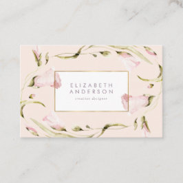 Elegant Botanical Guld Ram Blommigt Wildblomma Visitkort