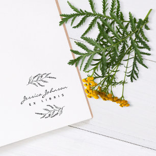Elegant Botanical Lavander Ex Libris Anpassningsba Stämpel
