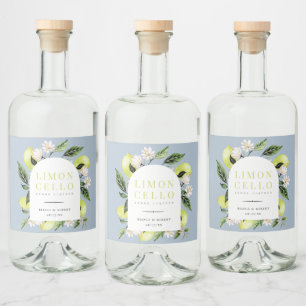 Elegant Botanical Lemons Ram Limoncello Spritflaskor Etikett