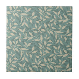 Elegant Botanical Löv Dance Foliage Beige Teal Kakelplatta