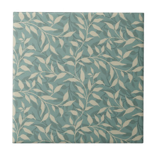 Elegant Botanical Löv Dance Foliage Beige Teal Kakelplatta