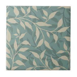 Elegant Botanical Löv Dance Foliage HD Beige Teal Kakelplatta