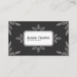 Elegant Botanical Löv Line Art Black Visitkort