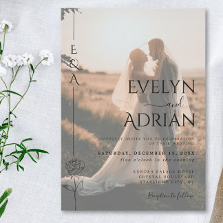 Elegant Botanical Modern Minimalist Photo Wedding Inbjudningar