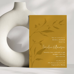 Elegant Botanical Mustard Boho Chic Möhippa Inbjudningar