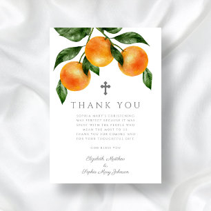 Elegant Botanical Oranges Girl Christening Tack Kort