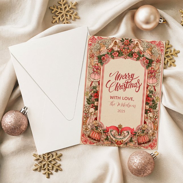 Elegant Botanical Ornament Christmas Julkort (Skapare uppladdad)