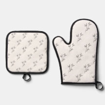 Elegant Botanical Oven Mitts & Pot Holders