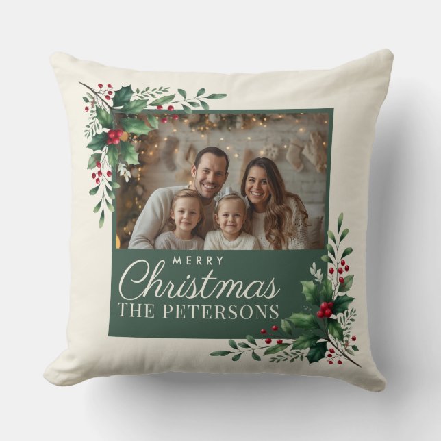 Elegant Botanical Photo Christmas Pillow Kudde (Framsida)