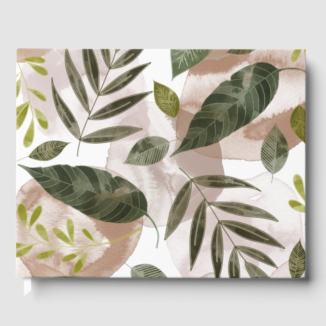 Elegant Botanical Safari Lövs Gästböcker (Framsida)