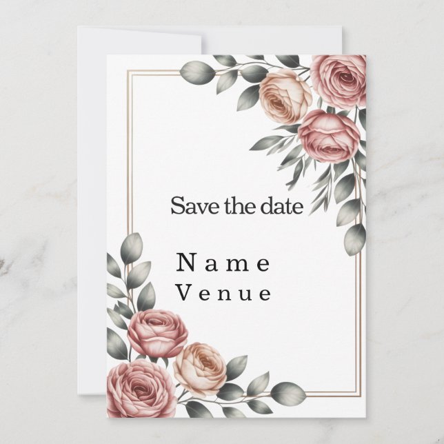 Elegant botanical save the date  inbjudningar (Framsida)