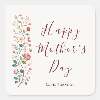 Elegant Botanical Vine Mothers Day Sticker Fyrkantigt Klistermärke