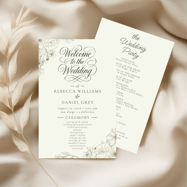 Elegant Botanical Wedding Ceremony Program Sign (Skapare uppladdad)