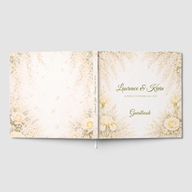Elegant Botanical Wedding Guestbook Gästböcker (Full)