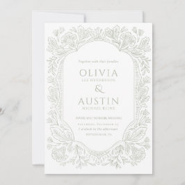 Elegant Botanical Wedding | Heirloom Sage Invite Inbjudningar