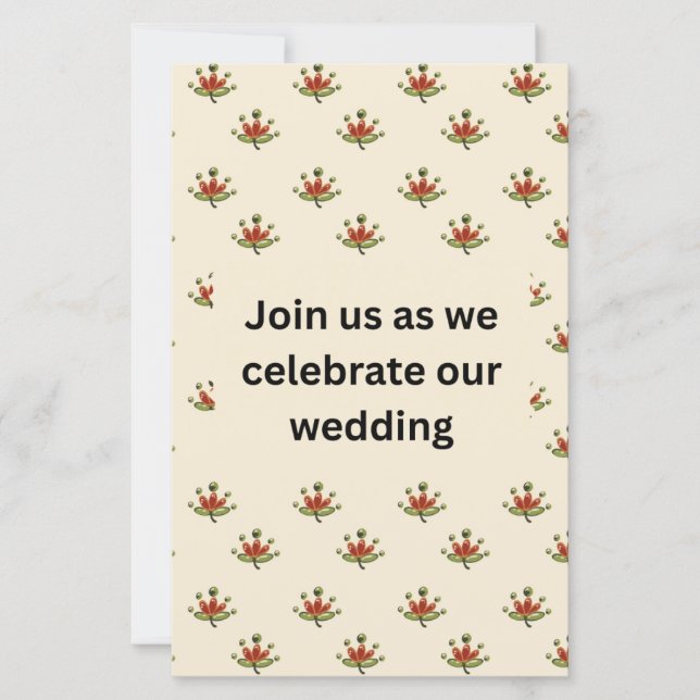 Elegant Botanical Wedding Invitation Floral Patter (Framsida)