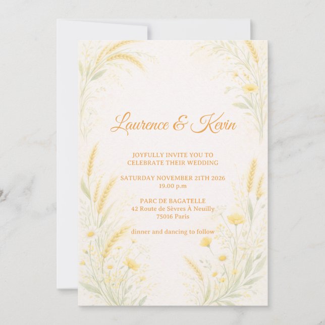 Elegant Botanical Wedding Invitation Inbjudningar (Framsida)