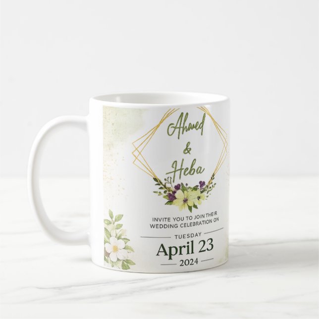Elegant Botanical Wedding Invitation Kaffemugg (Vänster)