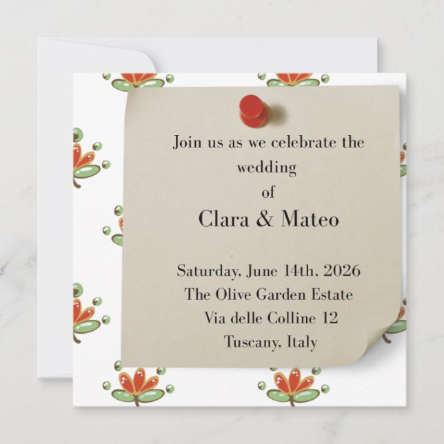 Elegant Botanical Wedding Invitation Neutral Flora (Framsida)