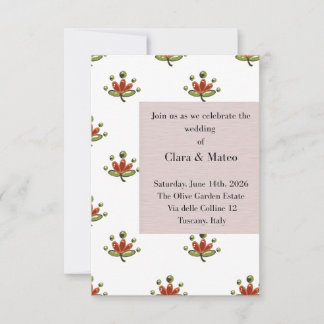 Elegant Botanical Wedding Invitation Neutral Flora OSA Kort
