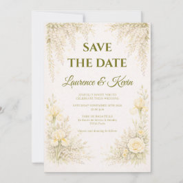 Elegant Botanical Wedding Invitation Save the date Inbjudningar