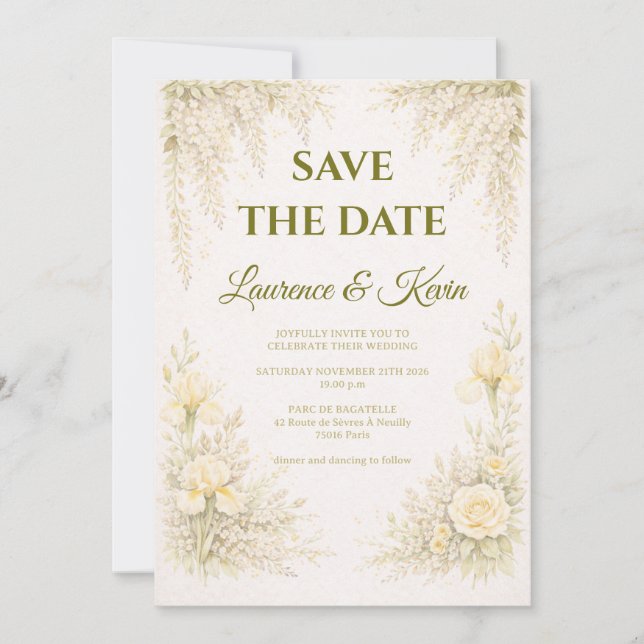Elegant Botanical Wedding Invitation Save the date Inbjudningar (Framsida)