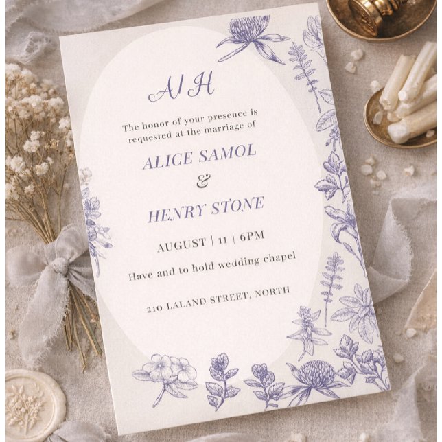 Elegant Botanical Wedding Invitation Template Inbjudningar (Skapare uppladdad)